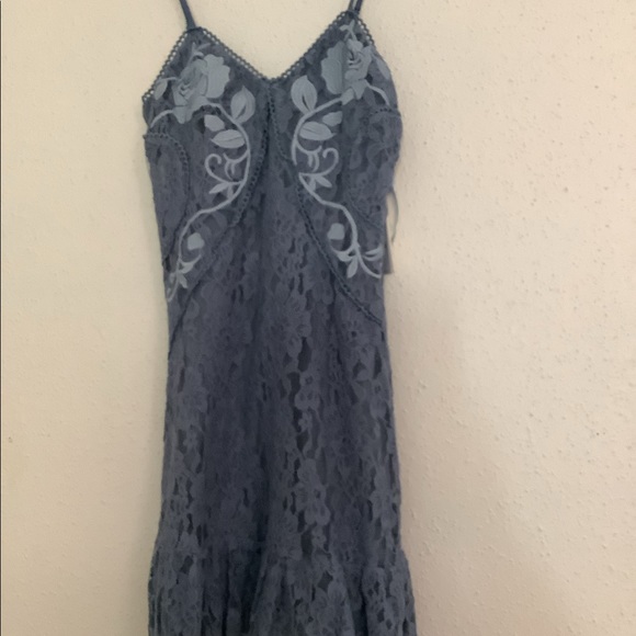 Aqua XS Blue Embroidery Dress - Picture 1 of 10